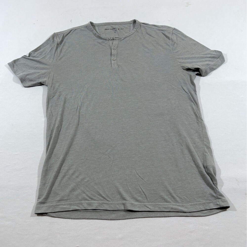 John Varvatos T-shirt Mens Gray Henley Featherweight USA Tee Short Sleeve Sz M